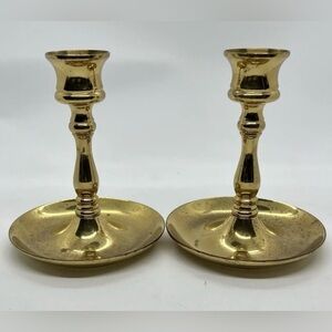 Pair of Vintage Elegant Brass Candle Holders Candlesticks